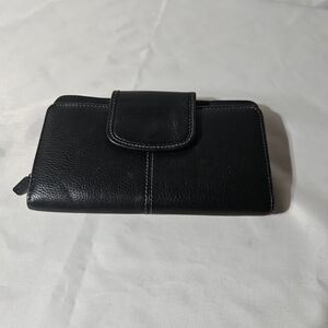 Vtg. Buxton Womens Black Wallet Organizer Clutch
